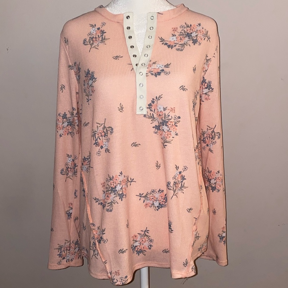 Sugarfox Floral Thermal Long Sleeve Henley